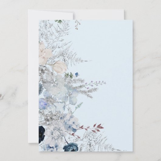 水彩フローラ何か青ブライダルシャワー 招待状 (裏面)