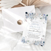 水彩フローラ何か青ブライダルシャワー 招待状