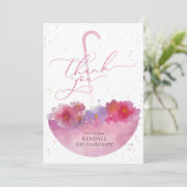 水彩フローラ傘ブライダルシャワー招待状 サンキューカード (スタンド正面)