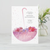 水彩フローラ傘ブライダルシャワー招待状 招待状 (スタンド正面)