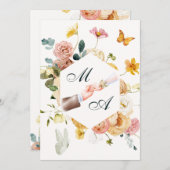 水彩フローラ優雅な結婚式 招待状 (正面/裏面)
