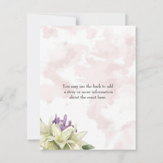 水彩フローラ写パーソナライズされた真悔やみや弔慰 ノートカード (裏面)