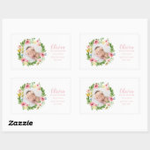 水彩フローラ写真の誕生発表 長方形シール (シート)