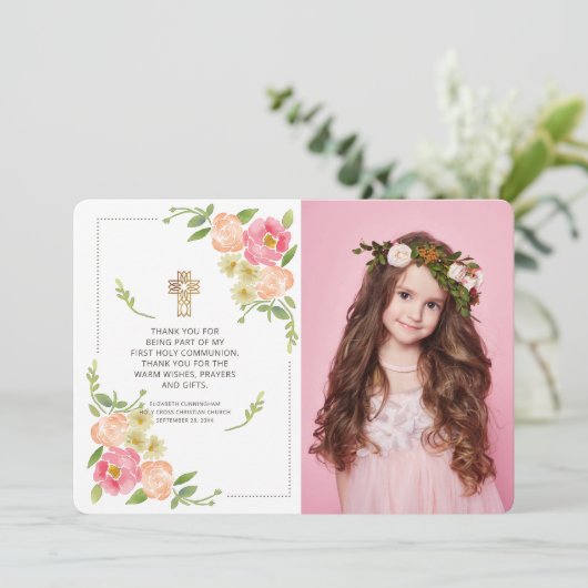 水彩フローラ写真クロスコミュニオンありがとう サンキューカード (スタンド正面)