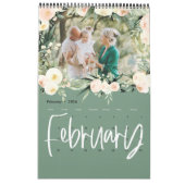 水彩フローラ写真スクリプトカレンダー カレンダー (2月 2026)