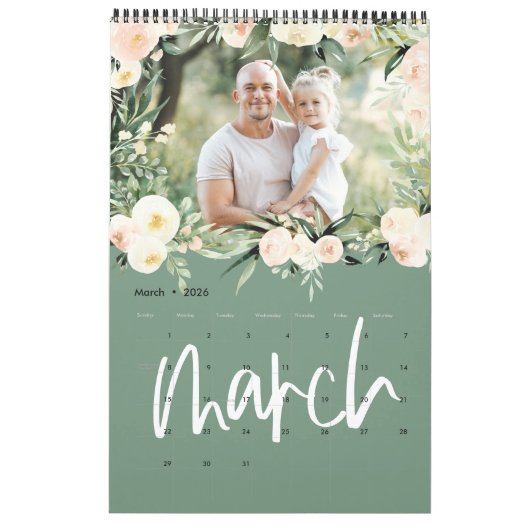 水彩フローラ写真スクリプトカレンダー カレンダー (3月 2026)