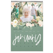 水彩フローラ写真スクリプトカレンダー カレンダー (1月 2026)