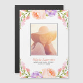 水彩フローラ写真卒業のお知らせ マグネット招待状 (正面/裏面)