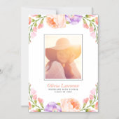 水彩フローラ写真卒業のお知らせ マグネット招待状 (正面)