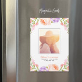 水彩フローラ写真卒業のお知らせ マグネット招待状