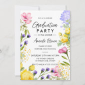 水彩フローラ写真卒業クラス2025 招待状 (正面)