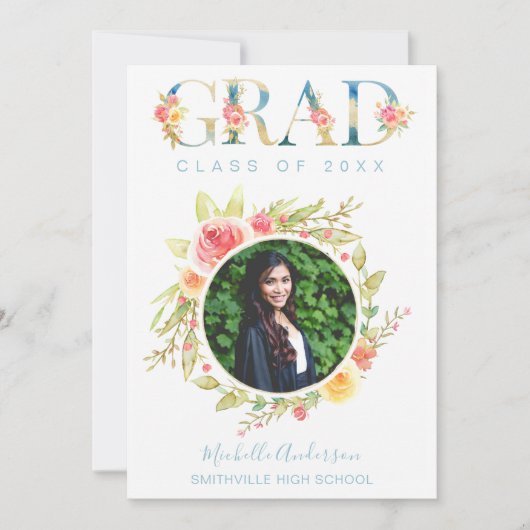水彩フローラ写真卒業発表 案内状 (正面)