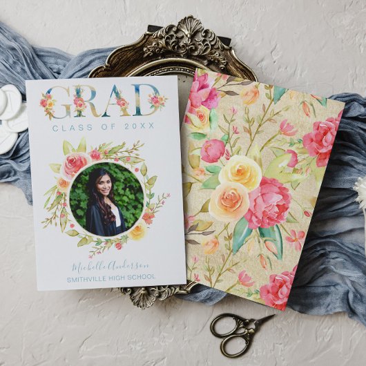 水彩フローラ写真卒業発表 案内状