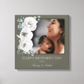 水彩フローラ写真母の日 | オリーブグリーン キャンバスプリント (正面)