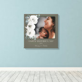 水彩フローラ写真母の日 | オリーブグリーン キャンバスプリント (インサイチュ (ウッドフロア))