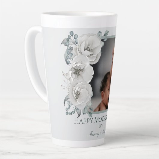 水彩フローラ写真母の日 カフェラテマグ (左アングル)