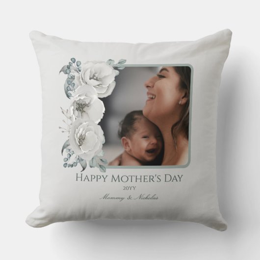 水彩フローラ写真母の日 クッション (正面)