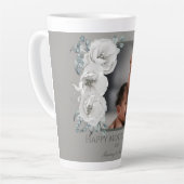 水彩フローラ写真母の日 | グレー カフェラテマグ (左アングル)