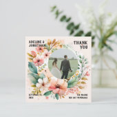 水彩フローラ写真結婚ズフラット サンキューカード (スタンド正面)