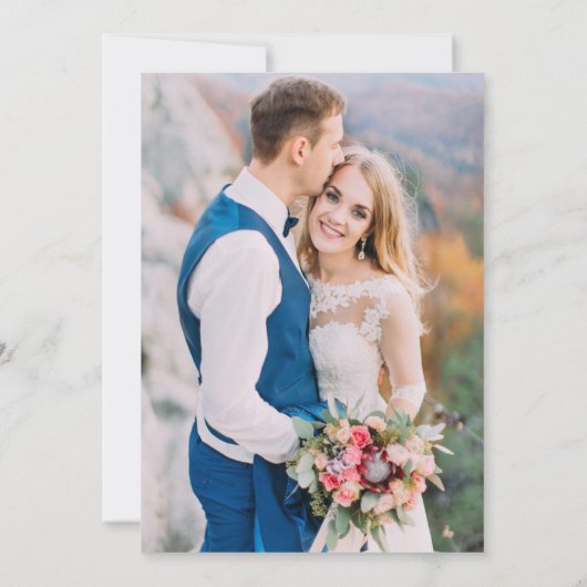 水彩フローラ写真結婚式の日付を保存 セーブザデート (裏面)