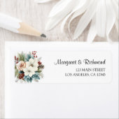 水彩フローラ冬季ウェディング差出人住所 ラベル (インサイチュ)