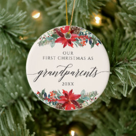 水彩フローラ初めてのクリスマス（祖父母） セラミックオーナメント