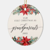 水彩フローラ初めてのクリスマス（祖父母） セラミックオーナメント (左)