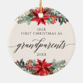 水彩フローラ初めてのクリスマス（祖父母） セラミックオーナメント (裏面)