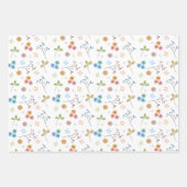 水彩フローラ包装シートセット | 3枚 ラッピングペーパーシート (正面2)