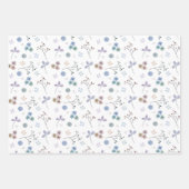 水彩フローラ包装シートセット | 3枚 ラッピングペーパーシート (正面)