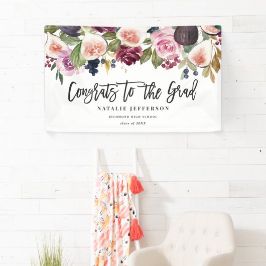 水彩フローラ卒業おめでとうバナー 横断幕 (インサイチュ)