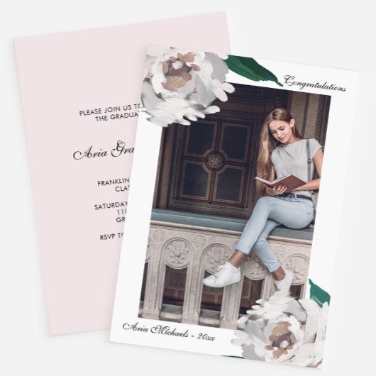 水彩フローラ卒業パーティー招待状 招待状