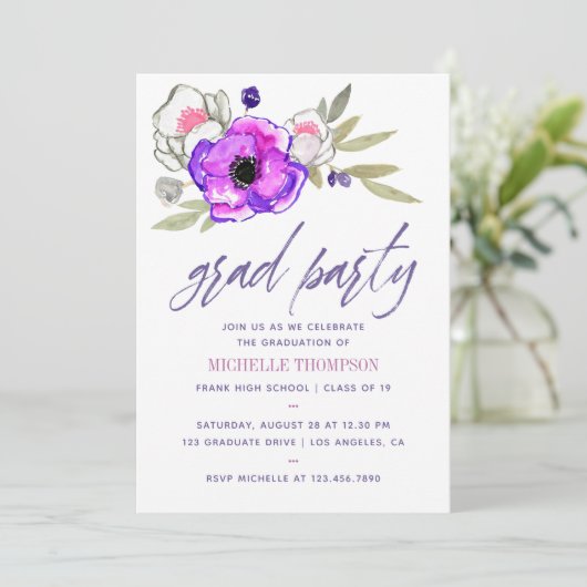 水彩フローラ卒業パーティー招待状 招待状 (スタンド正面)