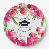 水彩フローラ卒業パーティー紙プレート ペーパープレート (正面)