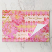 水彩フローラ及びピンクパターン紙ランチョンマット ペーパーパッド (折り畳み)