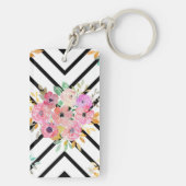 水彩フローラ及び幾何学的ダイヤモンドデザイン キーホルダー (裏面)