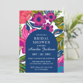 水彩フローラ及び植物性ピンクブライダルシャワー 招待状 (スタンド正面)