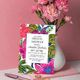 水彩フローラ及び植物性ブライダルシャワー 招待状
