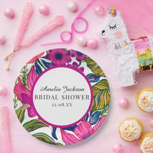 水彩フローラ及び植物性ブルーブライダルシャワー ペーパープレート (パーティー)