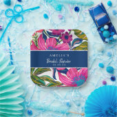 水彩フローラ及び植物性ブルーブライダルシャワー ペーパープレート (パーティー)