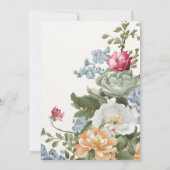 水彩フローラ及び鳥枠誕生日 招待状 (裏面)