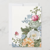 水彩フローラ及び鳥枠誕生日 招待状 (裏面)