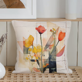 水彩フローラ図形 クッション