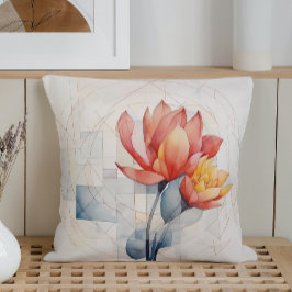 水彩フローラ図形 クッション