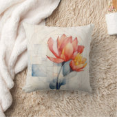 水彩フローラ図形 クッション (ブランケット)