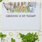 水彩フローラ園芸用具およびおもしろい引用文 キッチンタオル (折り畳み)