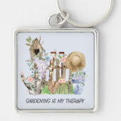 水彩フローラ園芸用具およびおもしろい引用文 キーホルダー (正面)