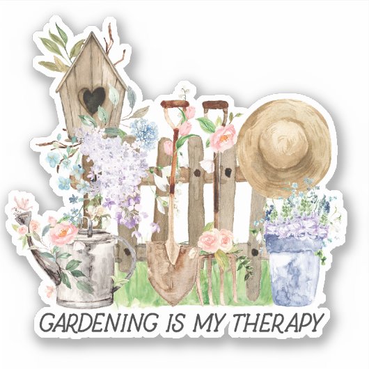 水彩フローラ園芸用具およびおもしろい引用文 シール (正面)
