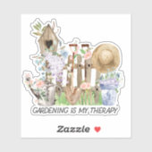 水彩フローラ園芸用具およびおもしろい引用文 シール (シート)