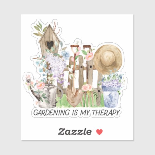 水彩フローラ園芸用具およびおもしろい引用文 シール (シート)